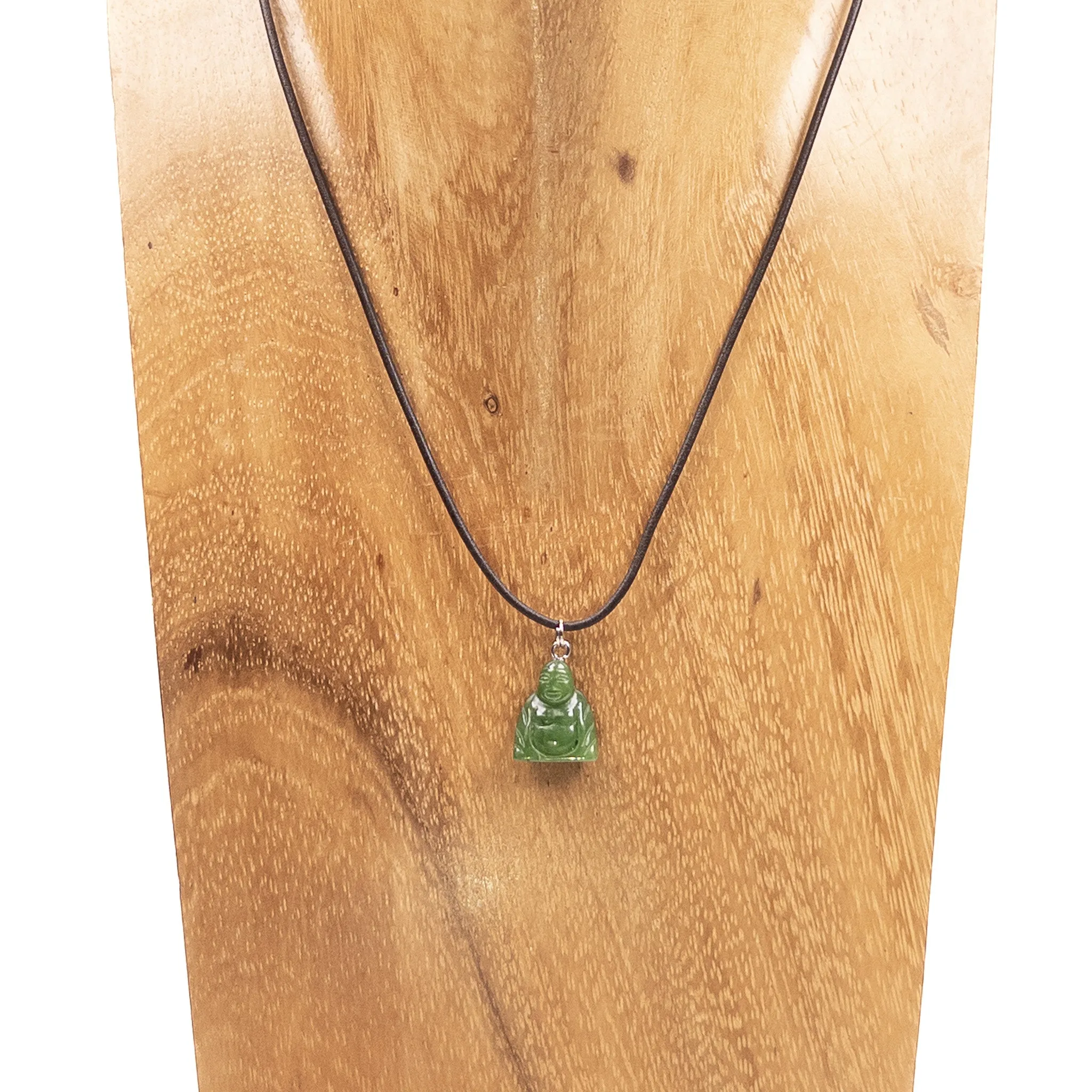 Canadian Jade Carved Buddha Lucky Charm with Silver Tone Bail - 1 pc.