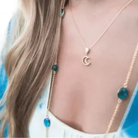 Capri Goddess Blue Chain Necklace - Hydro Quartz in Vivid Blue