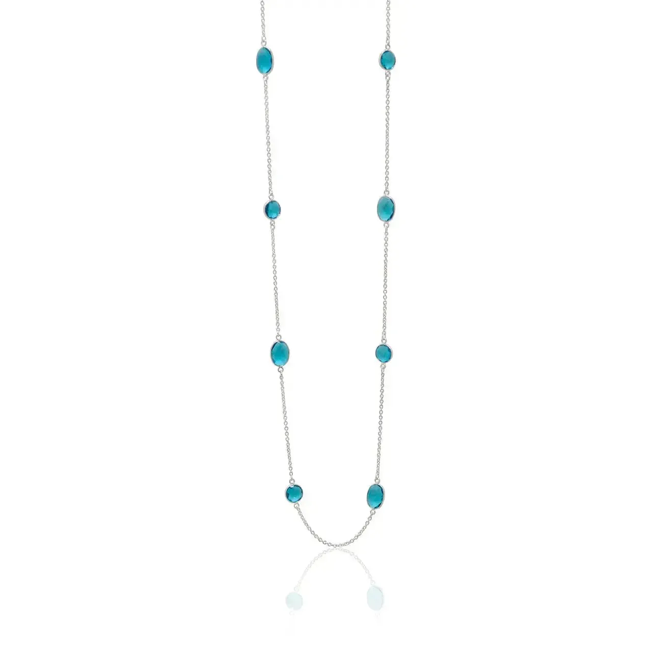 Capri Goddess Blue Chain Necklace - Hydro Quartz in Vivid Blue