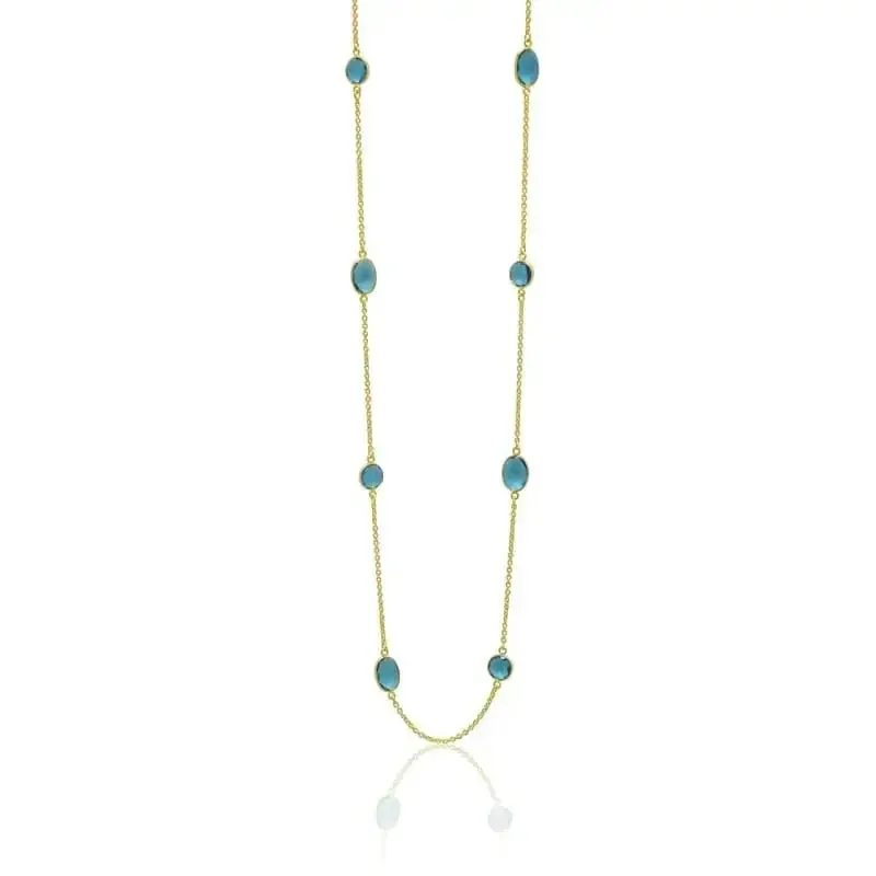 Capri Goddess Blue Chain Necklace - Hydro Quartz in Vivid Blue