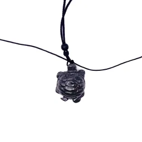 Certified Black Burma Natural A Jade Jadeite Pendant Turtle Necklace