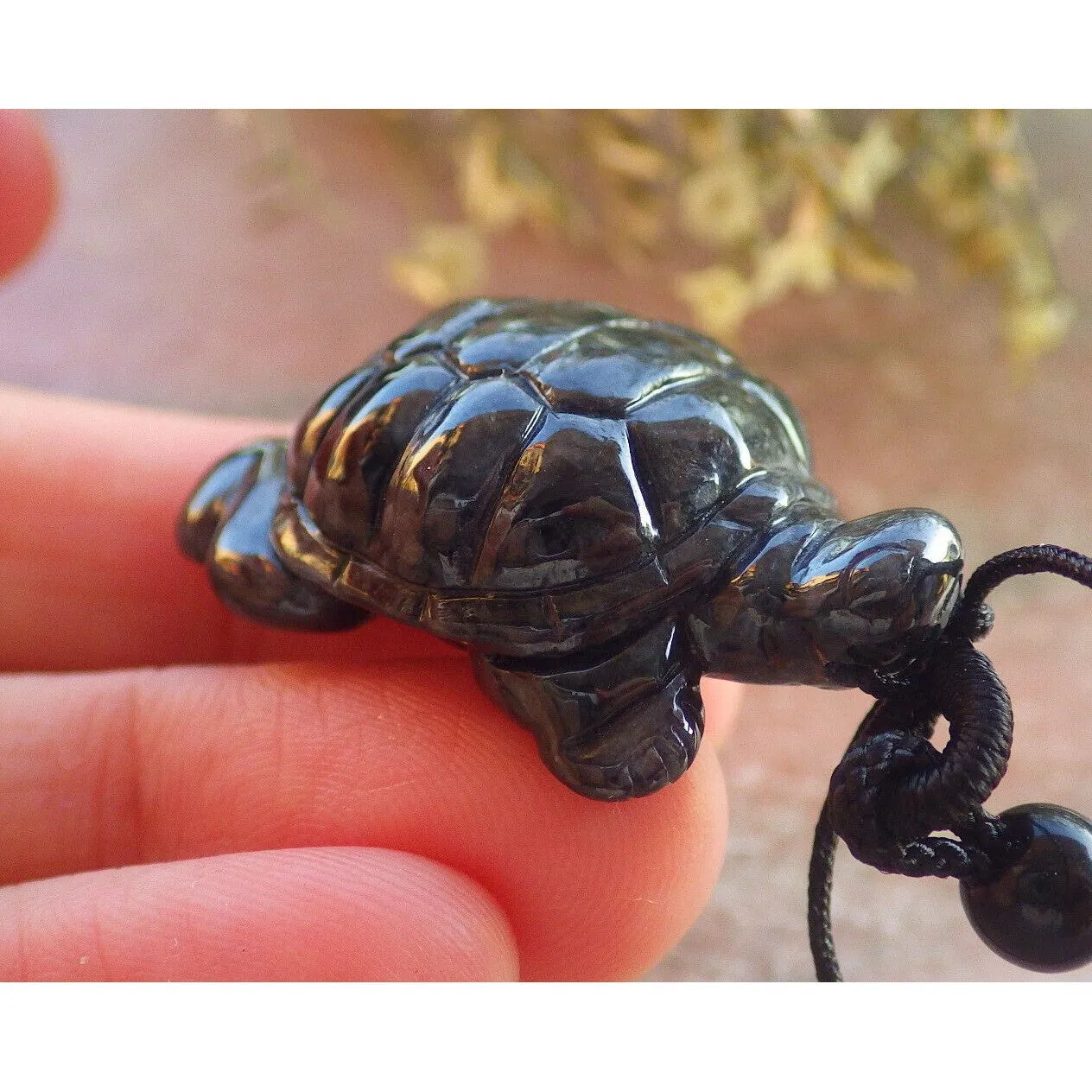 Certified Black Burma Natural A Jade Jadeite Pendant Turtle Necklace
