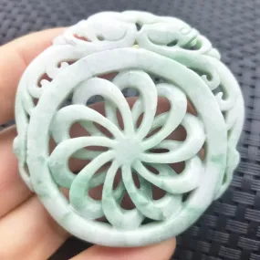 Certified Green Lavender Natural A Jadeite Dragon Pi Xiu Circle Knotted Pendant Necklace