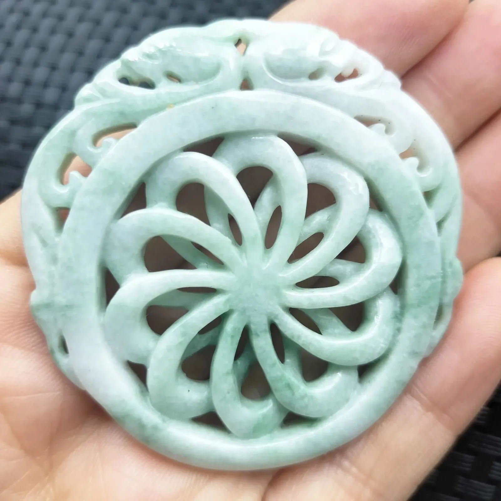 Certified Green Lavender Natural A Jadeite Dragon Pi Xiu Circle Knotted Pendant Necklace