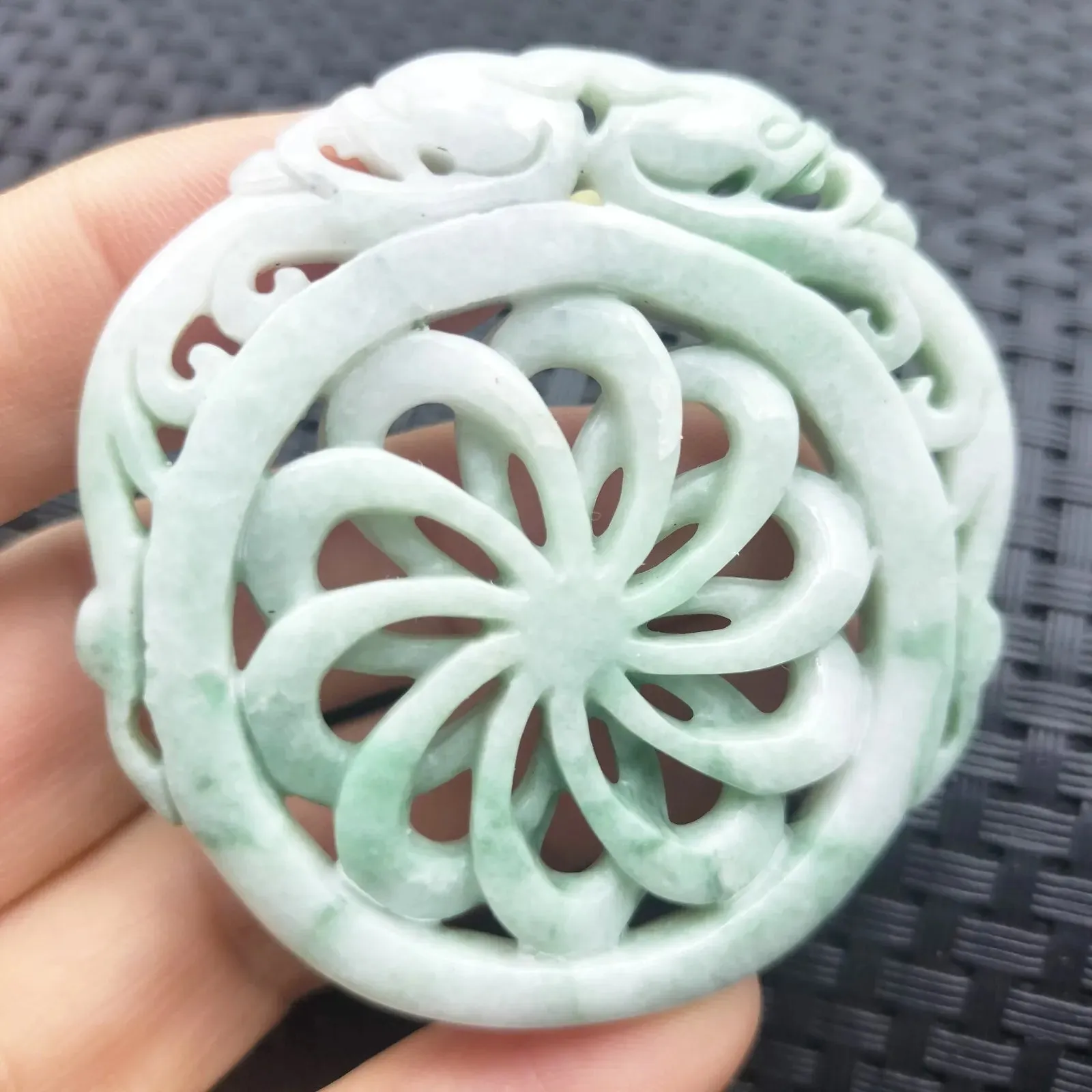 Certified Green Lavender Natural A Jadeite Dragon Pi Xiu Circle Knotted Pendant Necklace