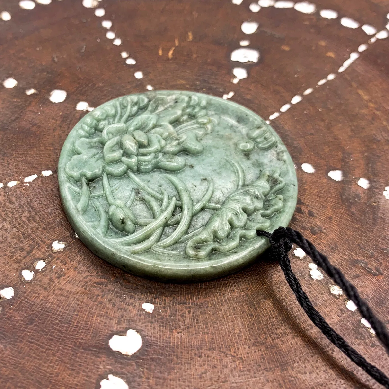 Certified Green Natural Type A Jade Jadeite Carved Mandarin Duck Lotus Pendant Necklace