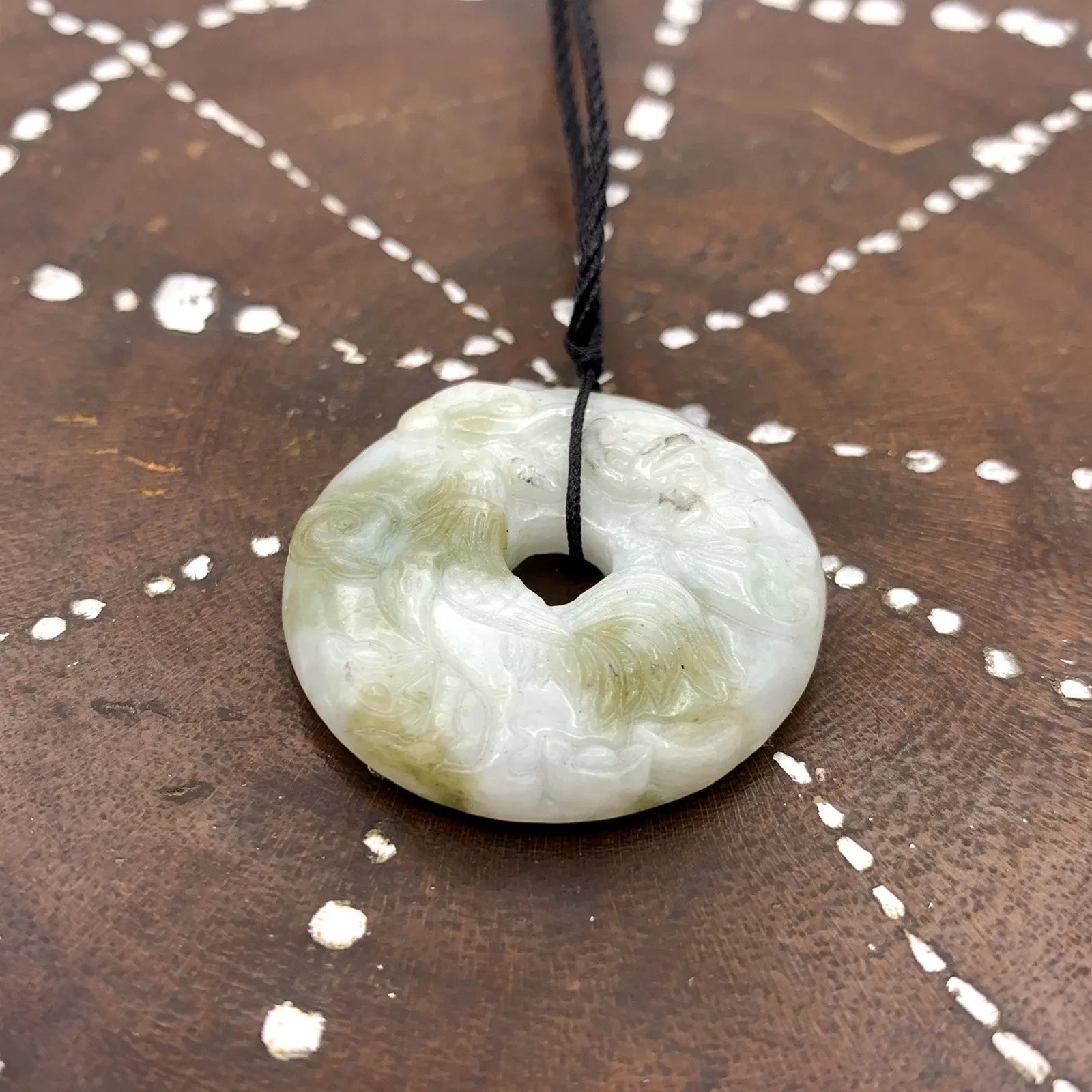 Certified Natural Type A Jade Jadeite Carved Rooster Cock Hen Ruyi  Pendant Necklace