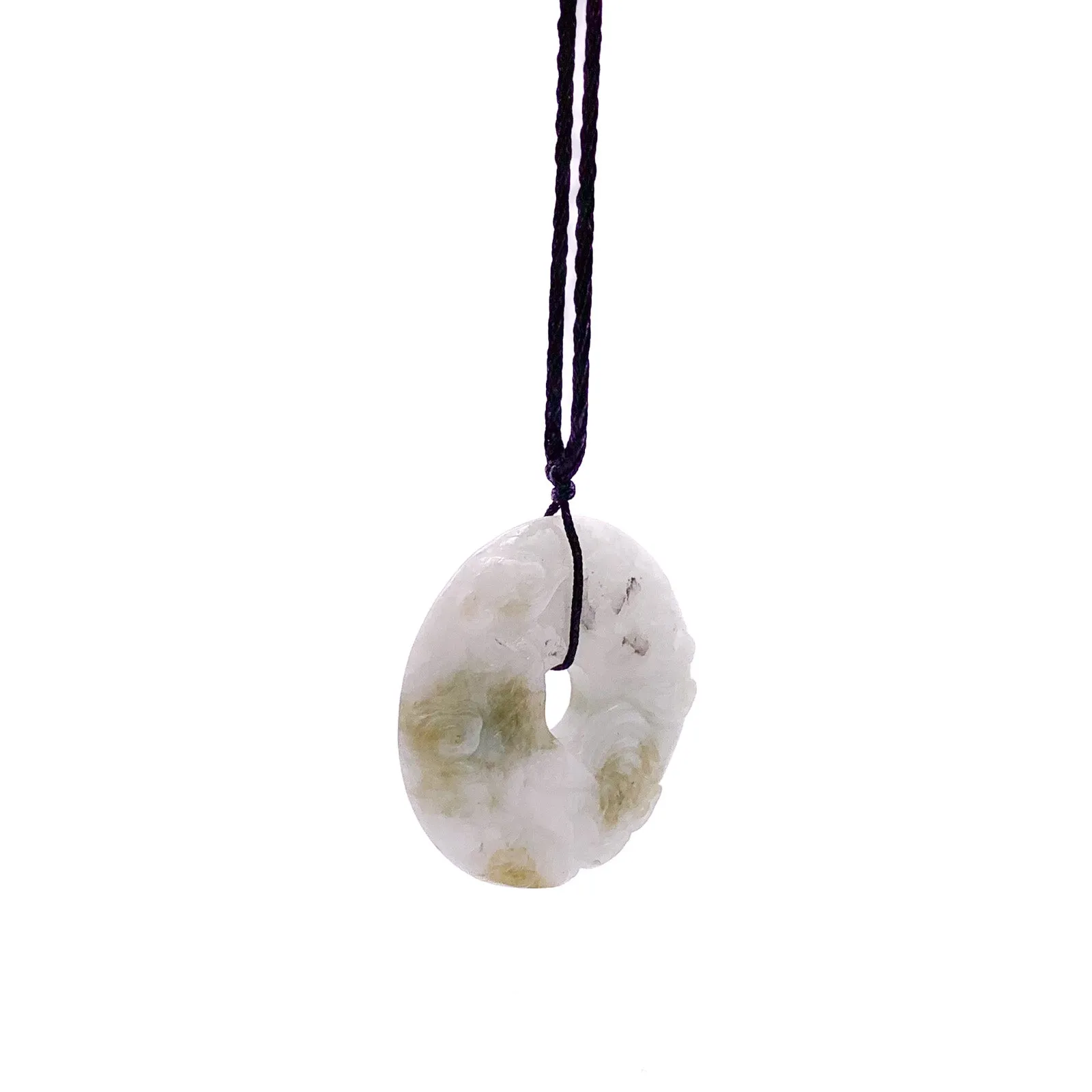 Certified Natural Type A Jade Jadeite Carved Rooster Cock Hen Ruyi  Pendant Necklace