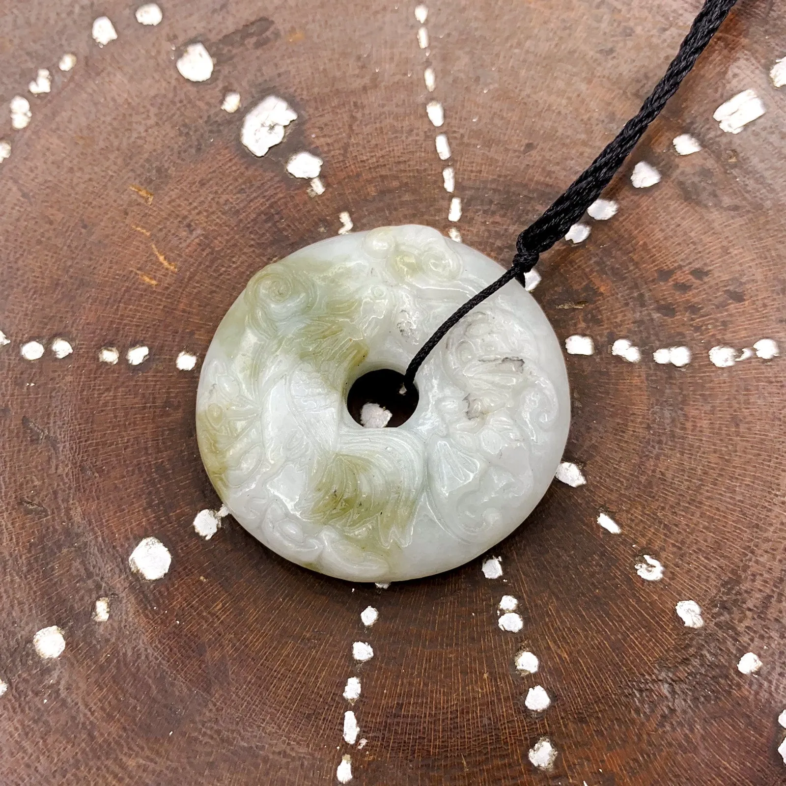 Certified Natural Type A Jade Jadeite Carved Rooster Cock Hen Ruyi  Pendant Necklace