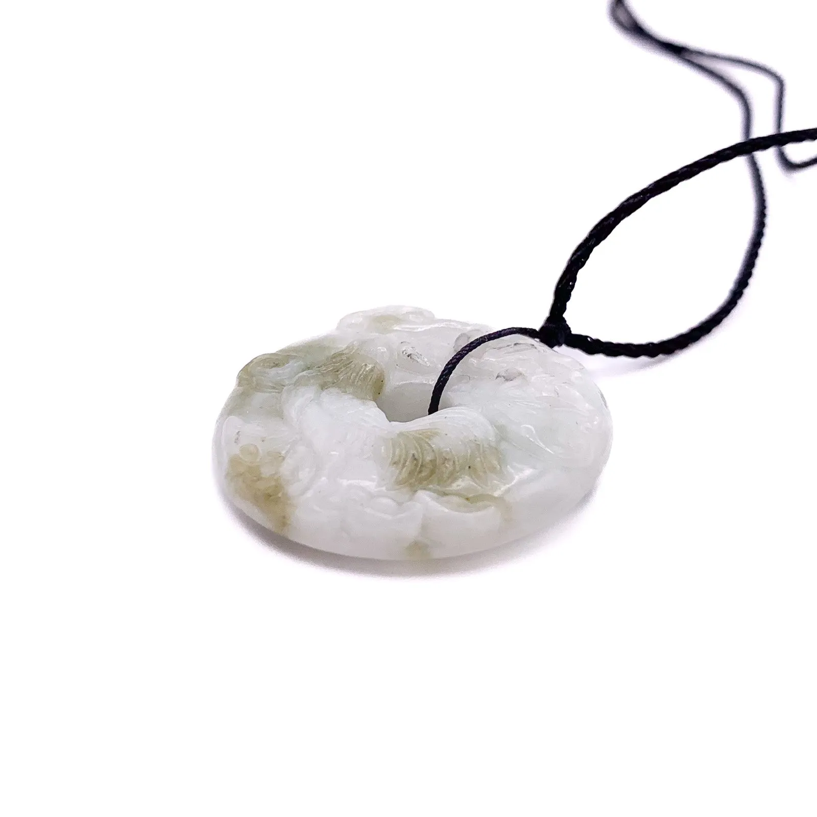 Certified Natural Type A Jade Jadeite Carved Rooster Cock Hen Ruyi  Pendant Necklace