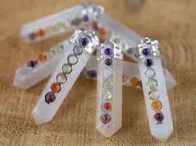 CHAKRA & SELENITE Crystal Pendant - Crystal Points, Handmade Jewelry, Healing Crystals and Stones, E1832