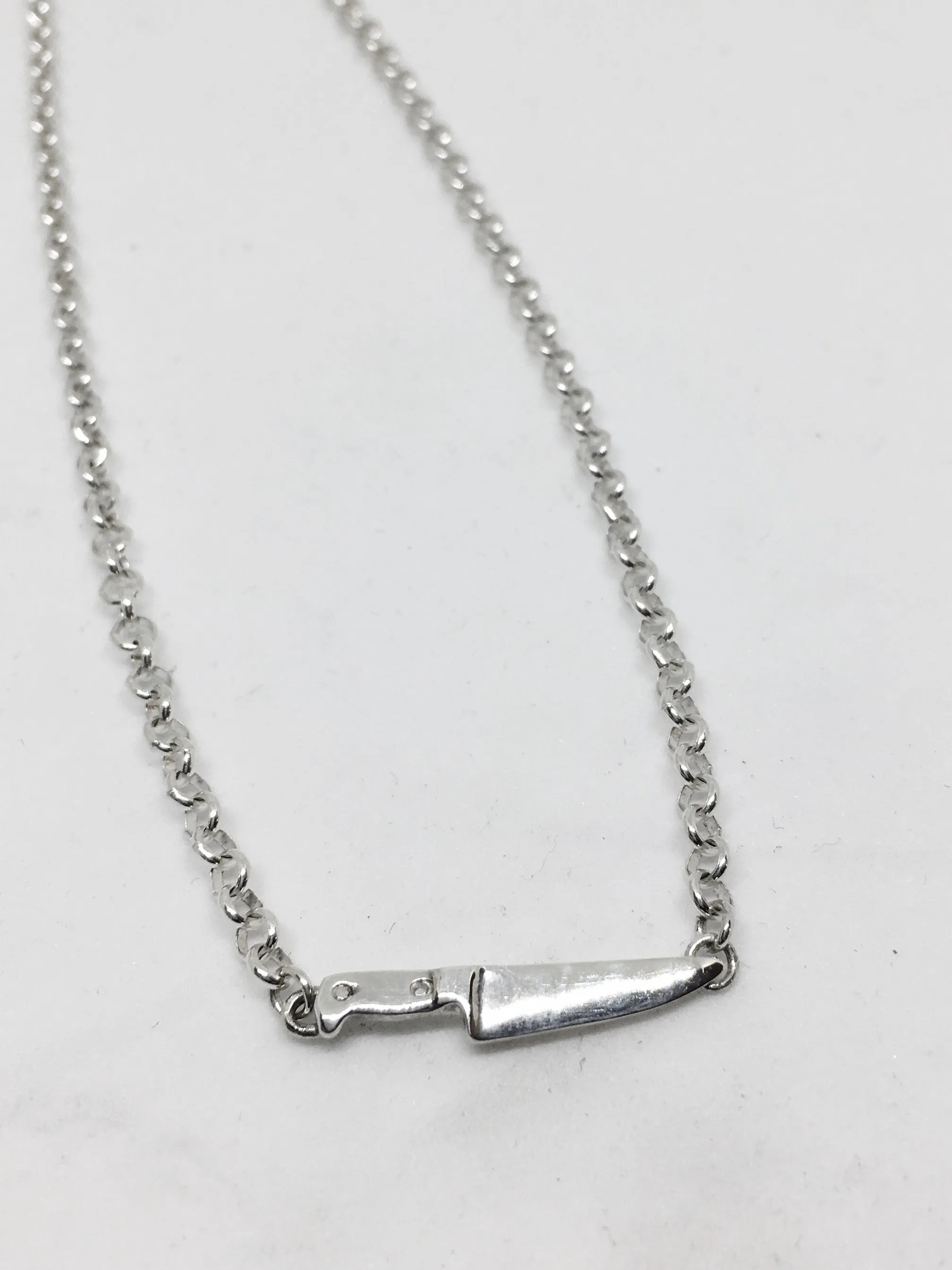 Chef Knife Chain Necklace in Sterling Silver