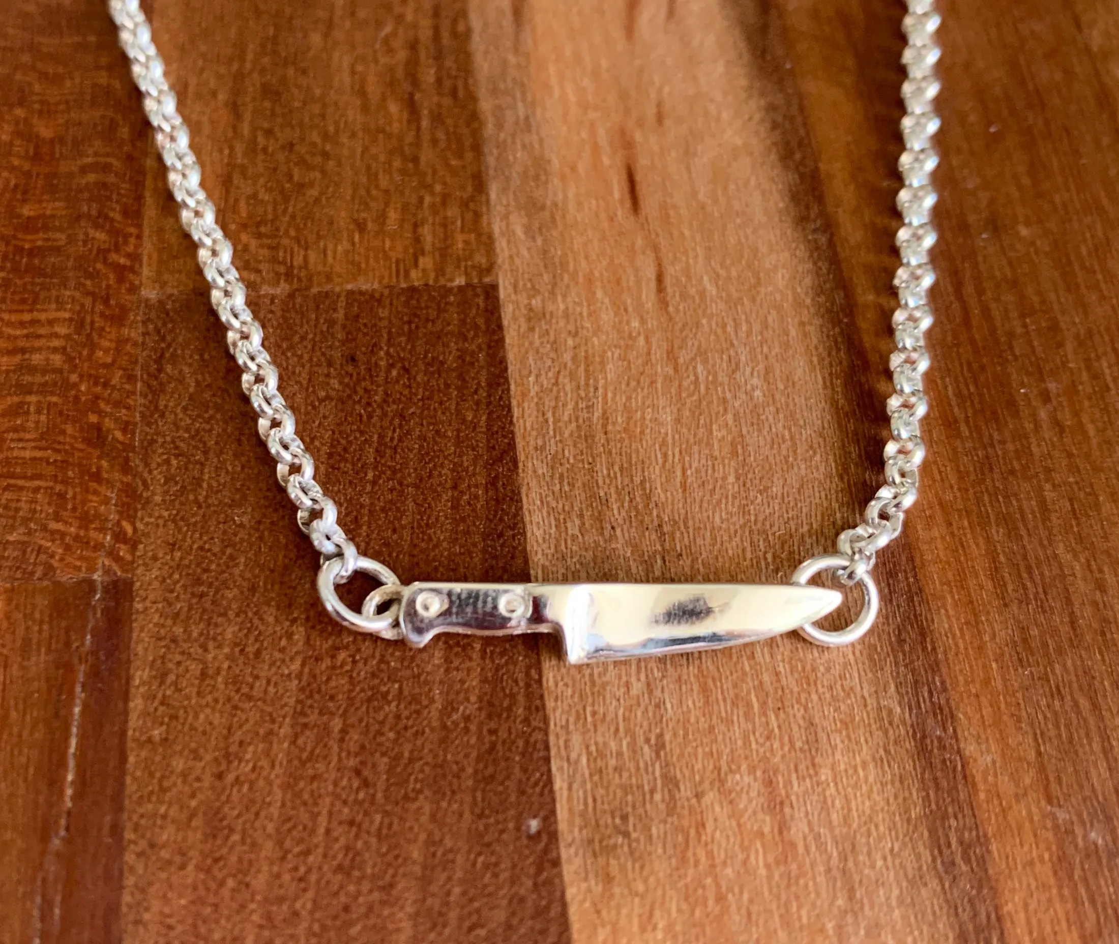 Chef Knife Chain Necklace in Sterling Silver
