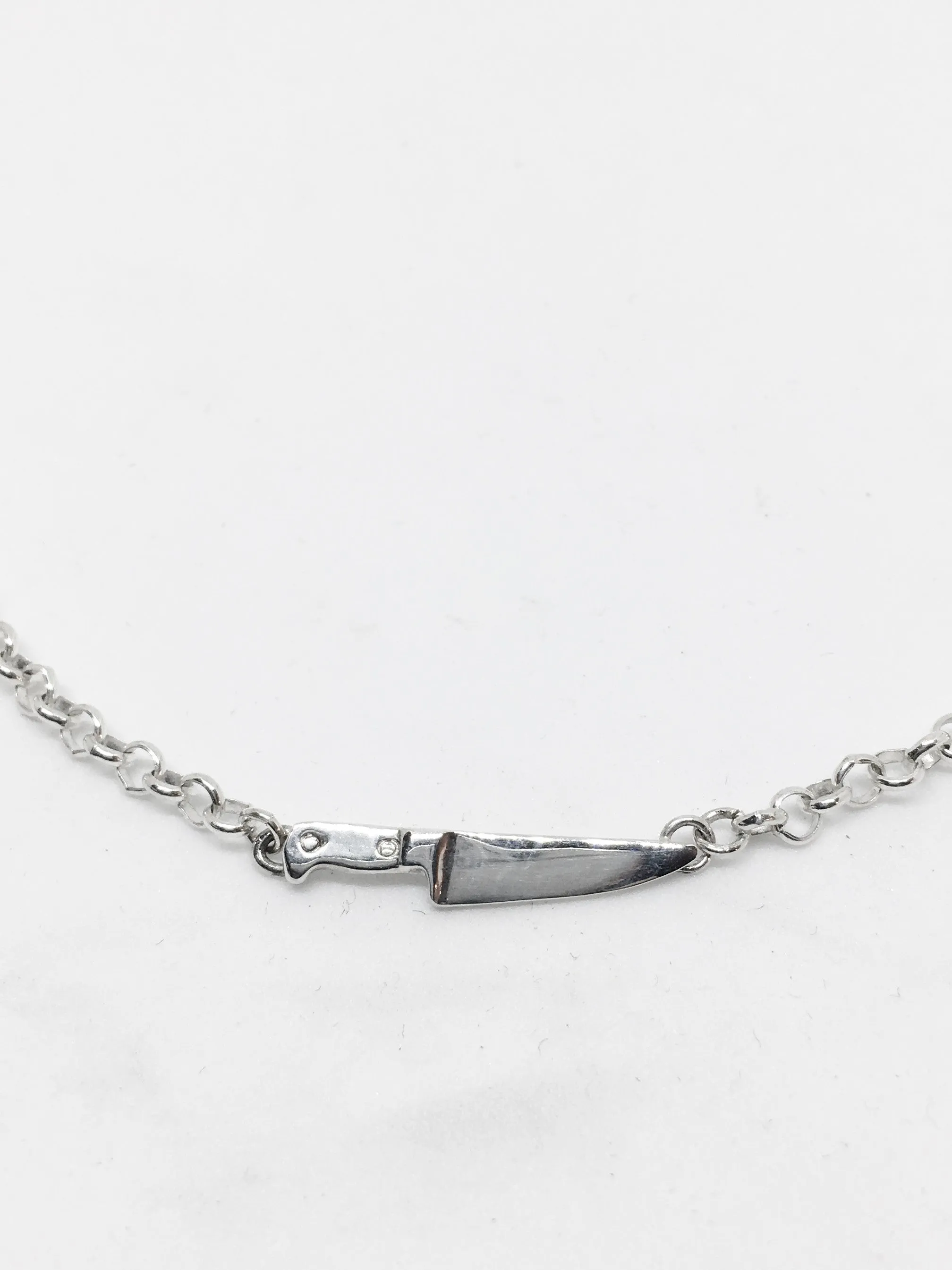 Chef Knife Chain Necklace in Sterling Silver