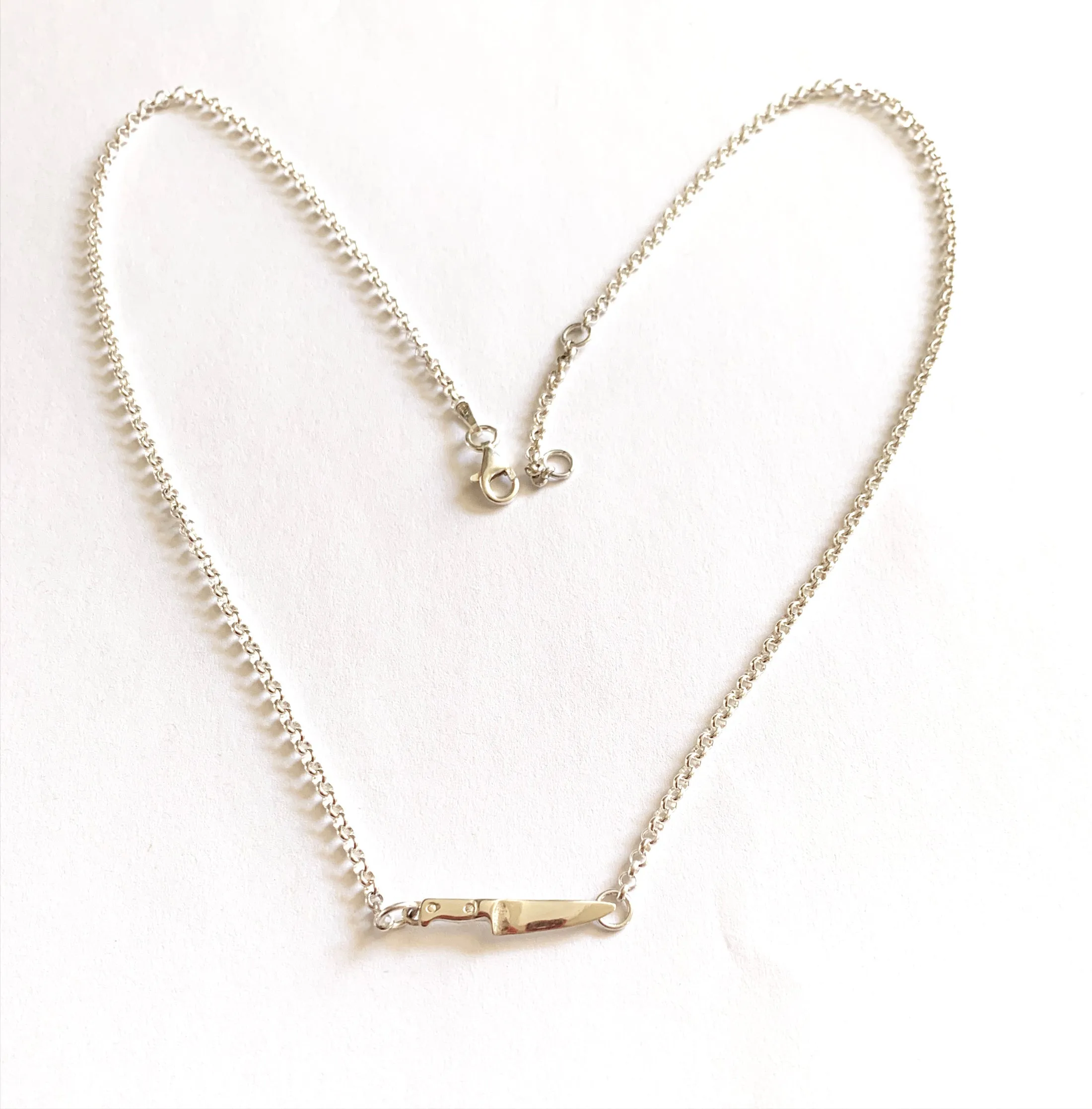 Chef Knife Chain Necklace in Sterling Silver