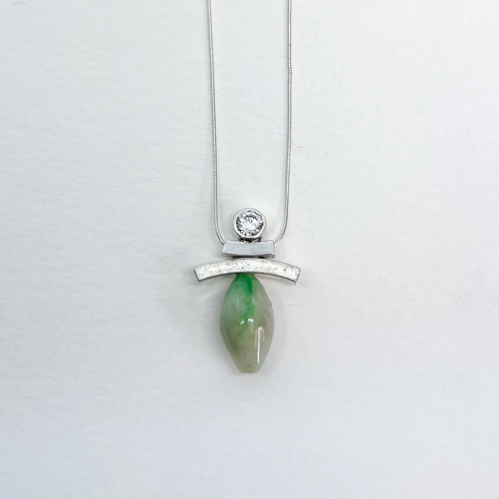 Chinese Jade & CZ Balance Slider Necklace