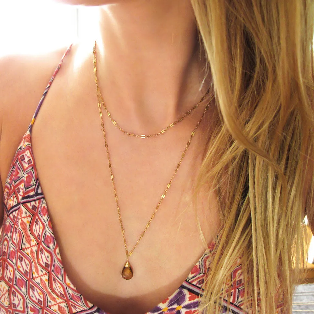 Choker Wrap Gemstone Necklace - Beer Quartz