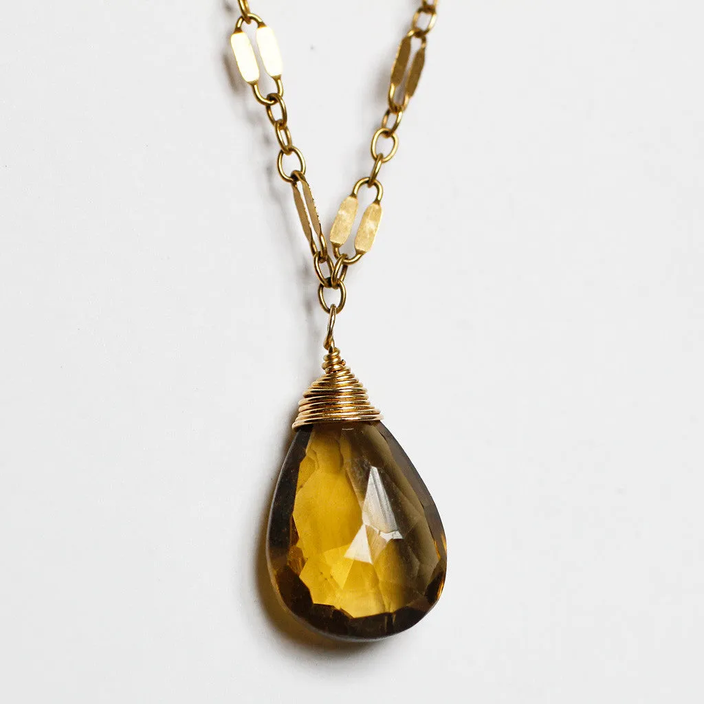 Choker Wrap Gemstone Necklace - Beer Quartz