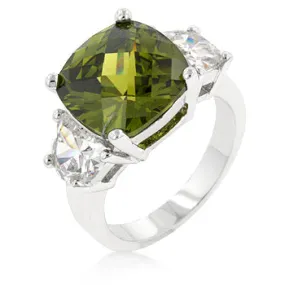 Clare Olive Three Stone Cocktail Silver Ring | 8ct
