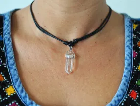 Clear Quartz Sliding Knots Necklace