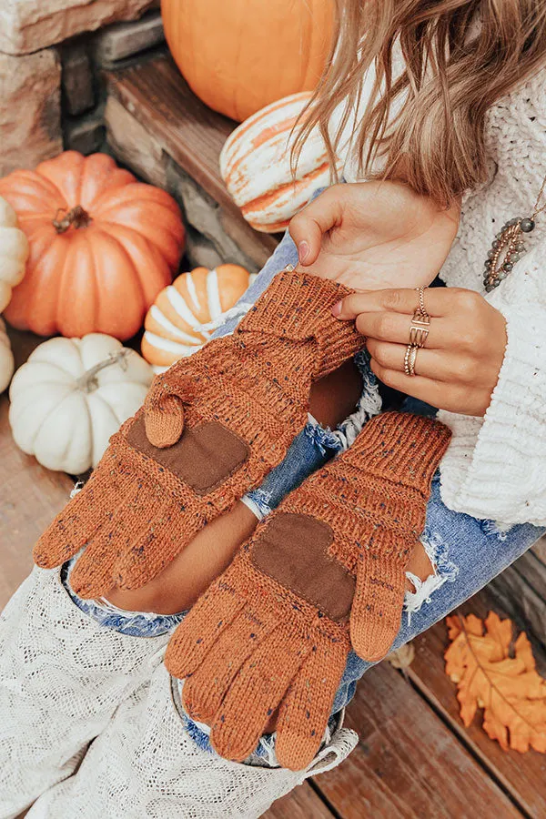 Cocoa Cloud Confetti Knit Tech Gloves in Rust