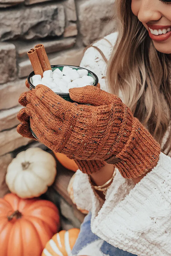 Cocoa Cloud Confetti Knit Tech Gloves in Rust