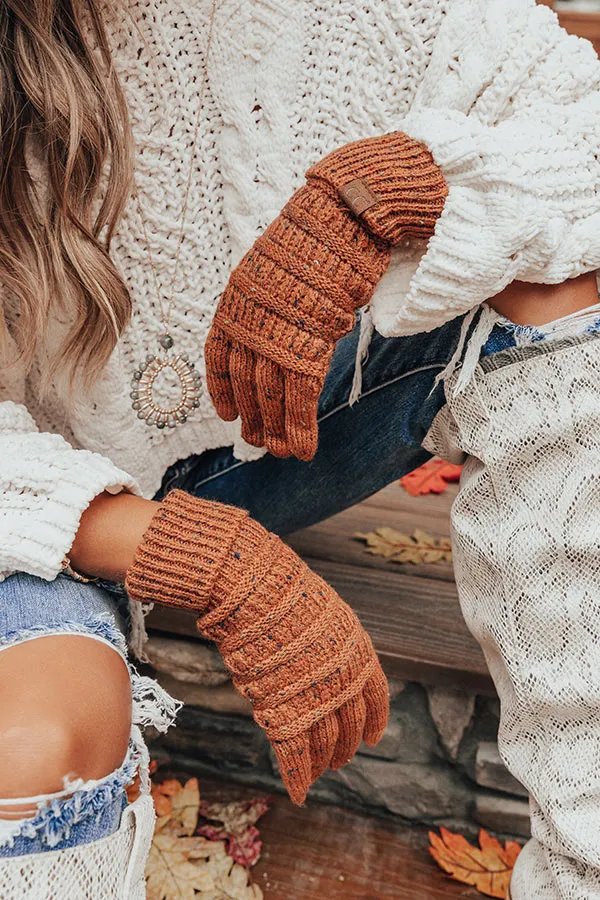 Cocoa Cloud Confetti Knit Tech Gloves in Rust