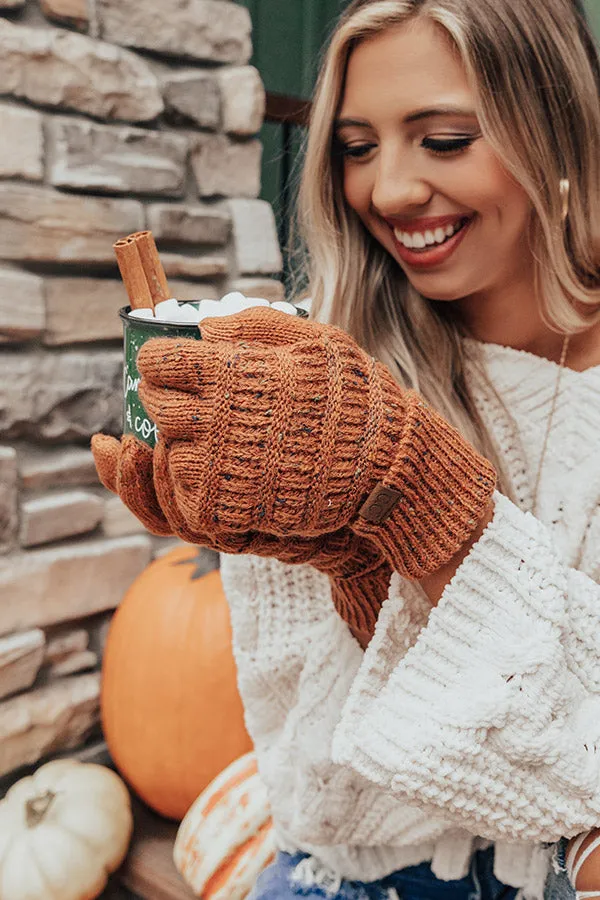 Cocoa Cloud Confetti Knit Tech Gloves in Rust