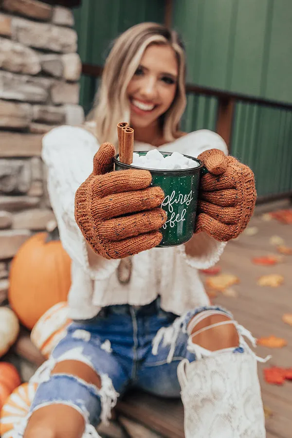 Cocoa Cloud Confetti Knit Tech Gloves in Rust