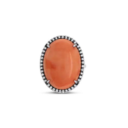 Coral & Diamond Ring