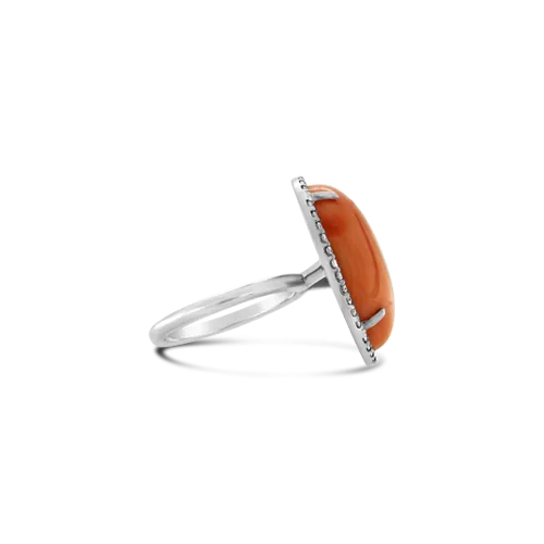 Coral & Diamond Ring