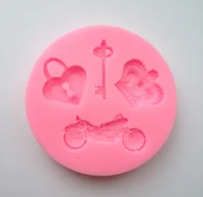 Crown Motorcycle Key Heart Prince Soft Silicone Mold-Unbranded