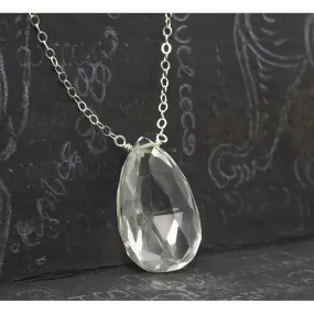 Crystal Quartz Necklace on Sterling Silver Chain with Sterling Silver Trigger Clasp