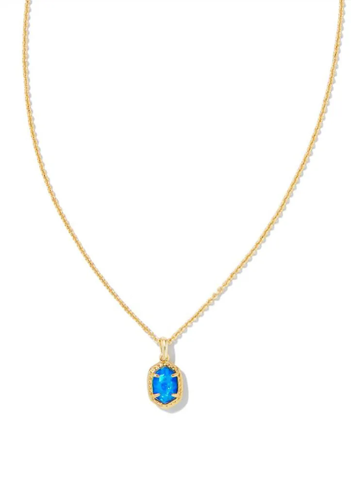 Daphne Framed Pendant Necklace Gold Bright Blue Opal by Kendra Scott