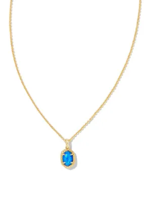 Daphne Framed Pendant Necklace Gold Bright Blue Opal by Kendra Scott