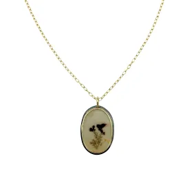 Dendritic Quartz set in 18k Gold on Delicate 18k Gold Chain