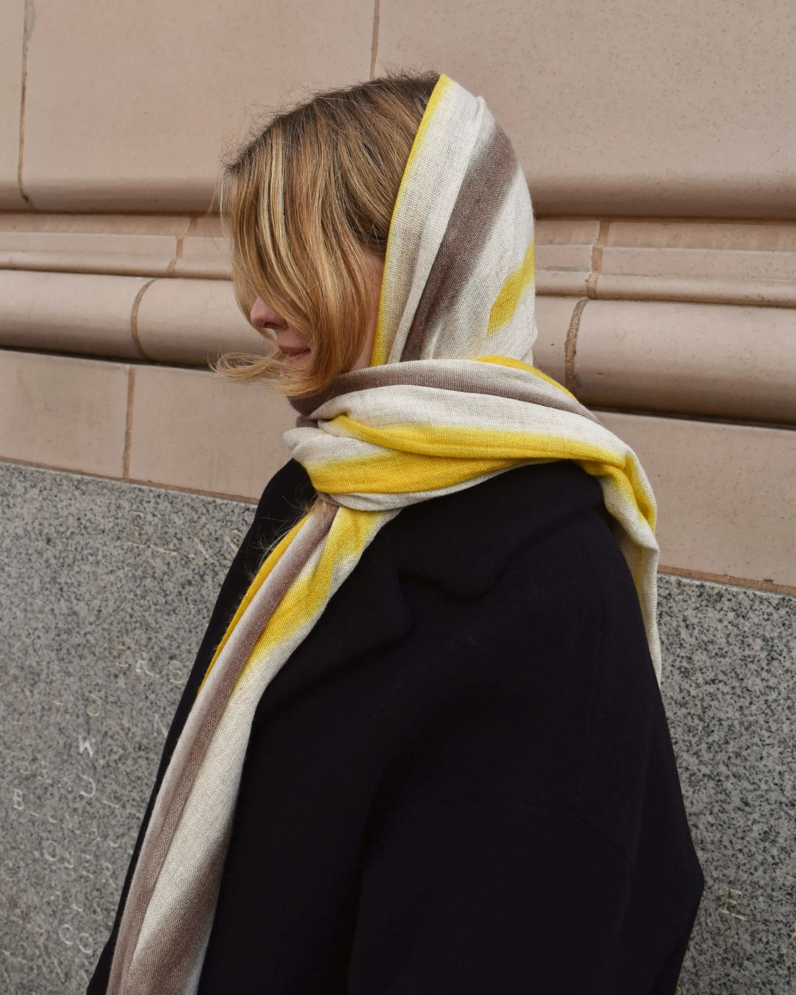 Denovembre Nuee Yellow Merino Wool Stole
