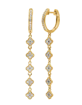 Diamond Earrings - 10ct Yellow Gold Diamond Set Drop Earrings - 784307