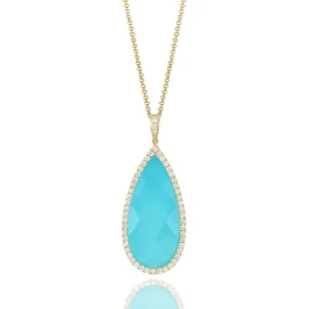 Doves Turquoise Teardrop Necklace