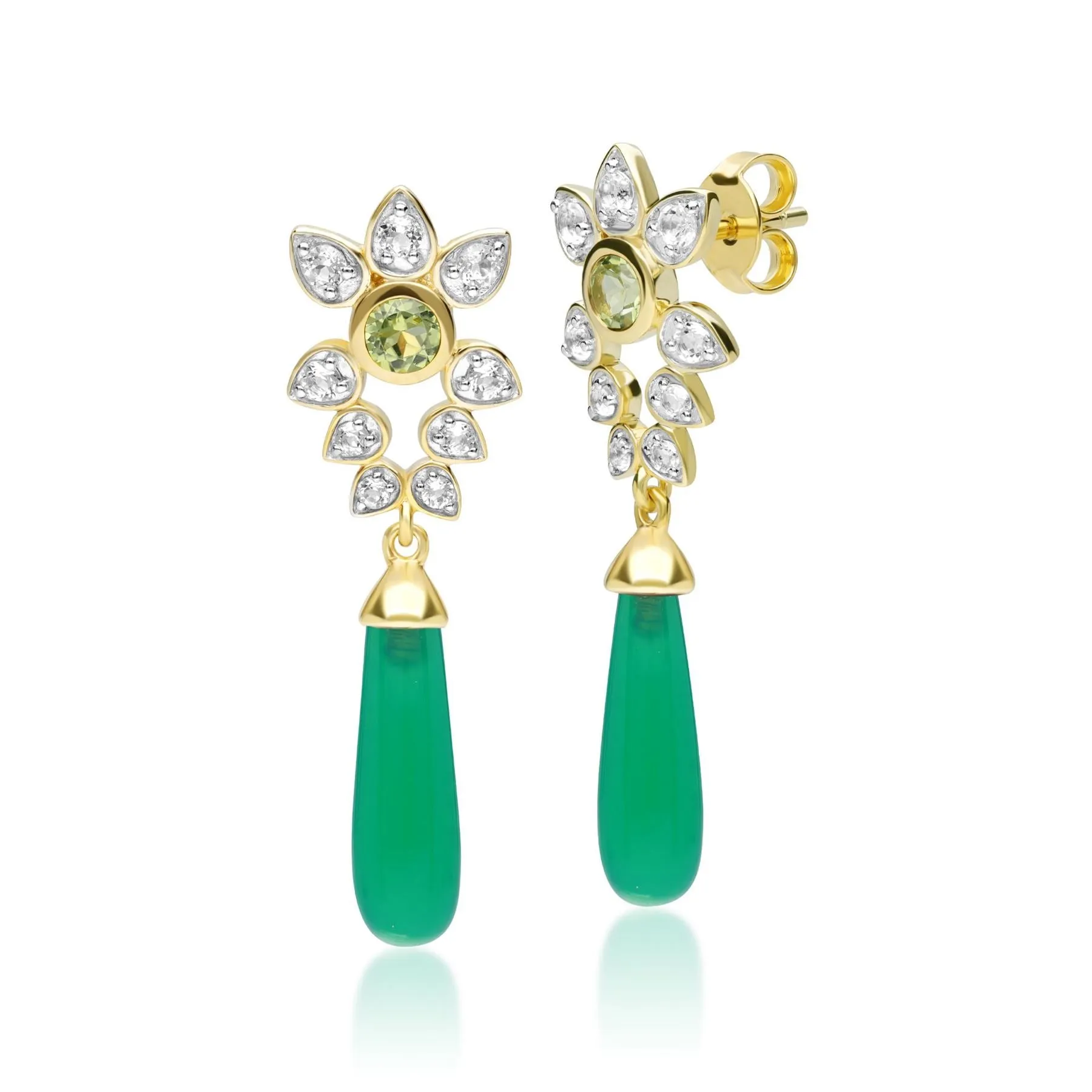ECFEW™ 'The Creator' Gefärbtes Grünes Chalcedon, Peridot & Weiß Topas Ohrringe