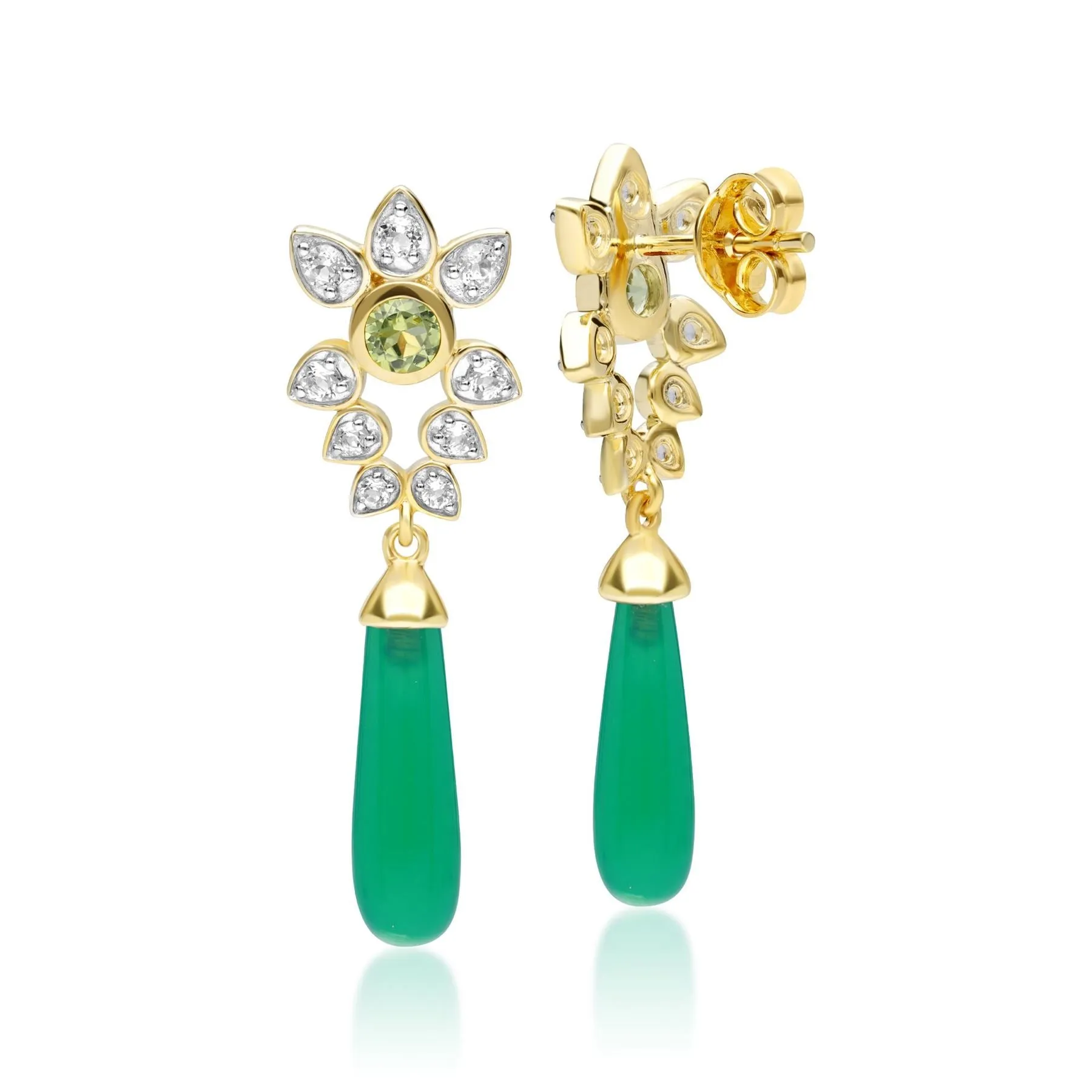 ECFEW™ 'The Creator' Gefärbtes Grünes Chalcedon, Peridot & Weiß Topas Ohrringe