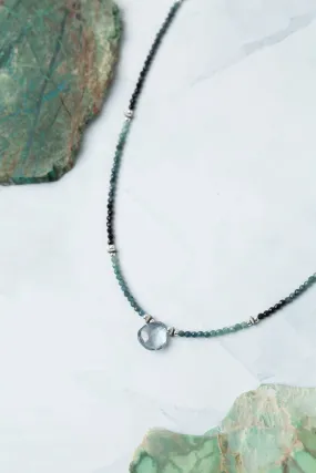 Eclipse Ombre Blue Tourmaline With Faceted Blue Quartz Necklace