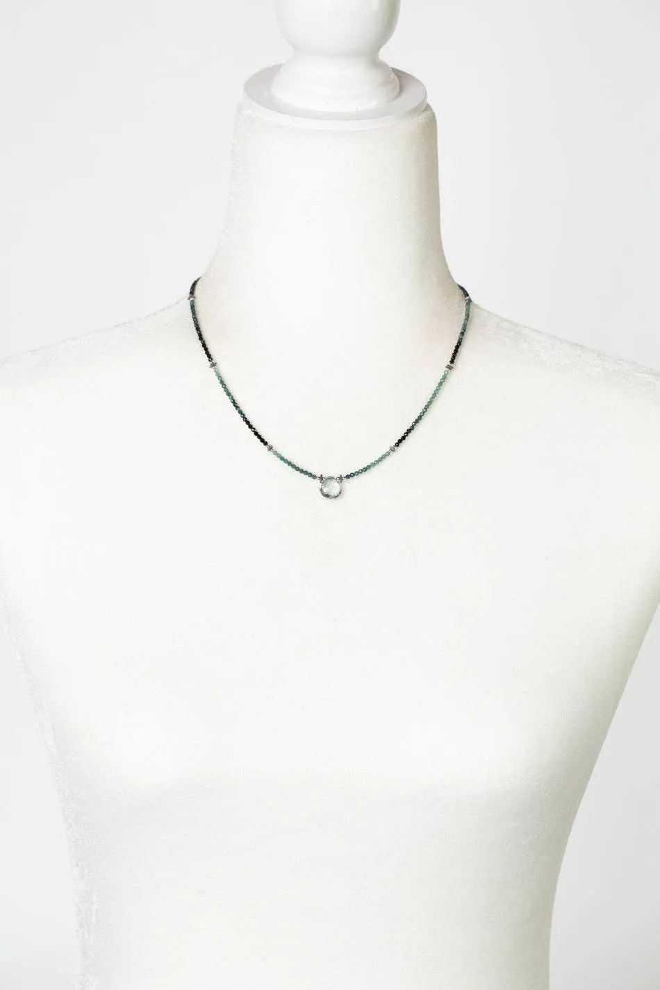 Eclipse Ombre Blue Tourmaline With Faceted Blue Quartz Necklace