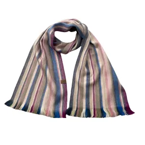 Elegant Cozy Pink And Purple Striped Alpaca Wool Scarf
