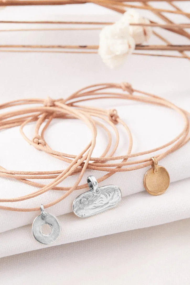 Enso Circle Leather Necklace or Wrap Bracelet