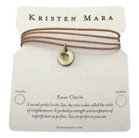 Enso Circle Leather Necklace or Wrap Bracelet