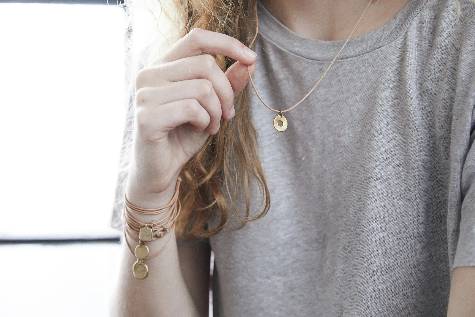 Enso Circle Leather Necklace or Wrap Bracelet
