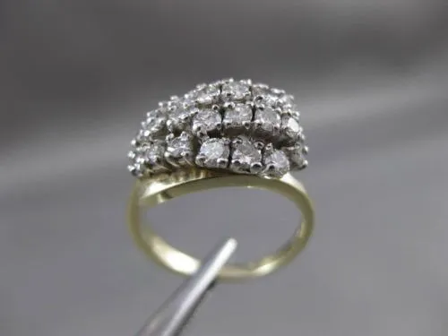 ESTATE .70CT DIAMOND 14KT WHITE & YELLOW GOLD CLUSTER COCKTAIL FUN RING #23746