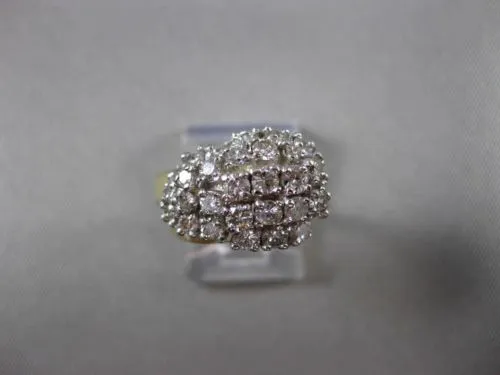 ESTATE .70CT DIAMOND 14KT WHITE & YELLOW GOLD CLUSTER COCKTAIL FUN RING #23746