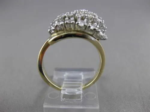 ESTATE .70CT DIAMOND 14KT WHITE & YELLOW GOLD CLUSTER COCKTAIL FUN RING #23746